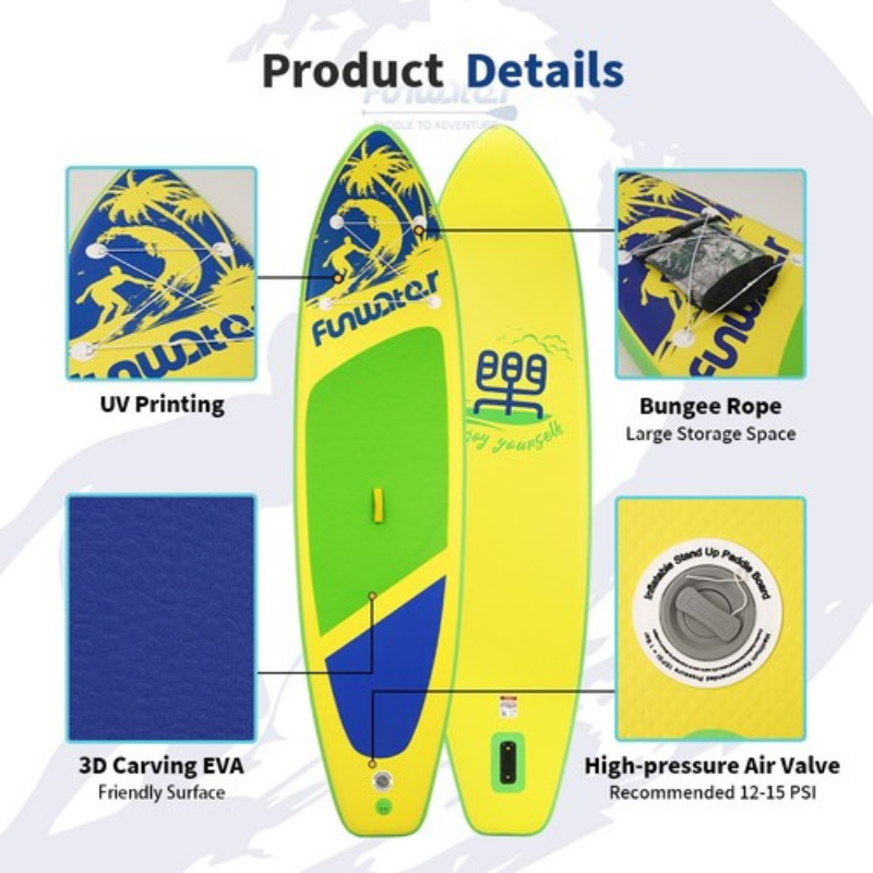 yellow paddle board details